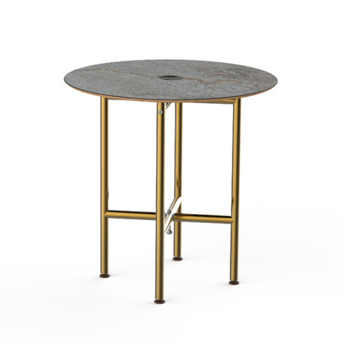 Mogogo - Clix 30" x 30" Grey Slate / Brushed Brass Round Catering Table - MGCCVR01GBXX