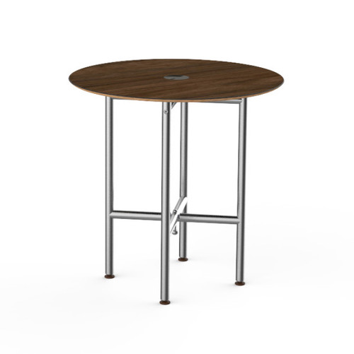 Mogogo - Clix 30" x 30" Mango Wood / Brushed Stainless Steel Round Catering Table - MGCCVR01WSXX