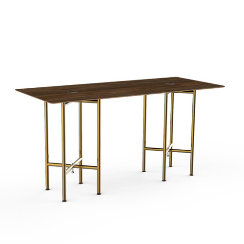 Mogogo - Clix 72" x 30" x 36" Mango Wood / Brushed Brass Rectangular Catering Table - MGCCYG01WBXX