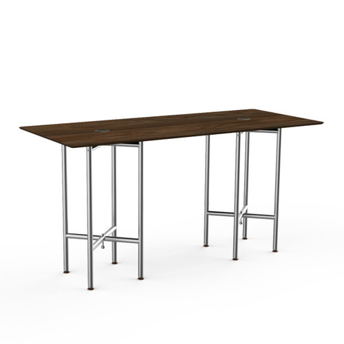 Mogogo - Clix 72" x 30" x 36" Mango Wood / Brushed Stainless Steel Rectangular Catering Table - MGCCYG01WSXX