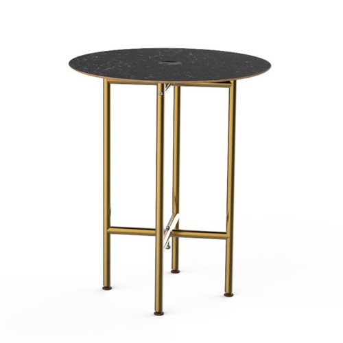 Mogogo - Clix 30" x 36" Black Marble / Brushed Brass Round Catering Table - MGCCYR01MBXX