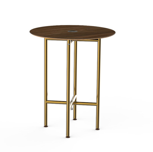 Mogogo - Clix 30" x 36" Mango Wood / Brushed Brass Round Catering Table - MGCCYR01WBXX