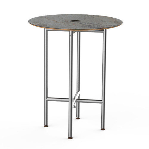 Mogogo - Clix 30" x 36" Grey Slate / Brushed Stainless Steel Round Catering Table - MGCCYR01GSXX