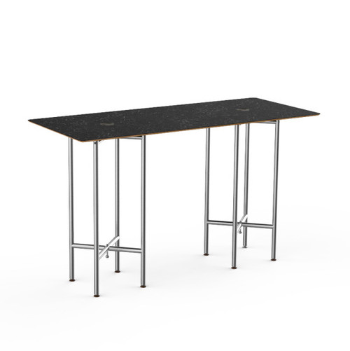 Mogogo - Clix 72" x 30" x 42" Black Marble / Brushed Stainless Steel Rectangular Catering Table - MGCCZG01MSXX