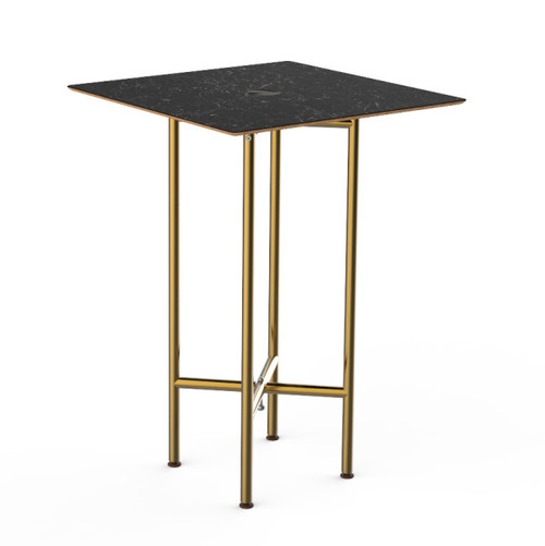 Mogogo - Clix 30" x 30" x 42" Black Marble / Brushed Brass Square Catering Table - MGCCZS01MBXX