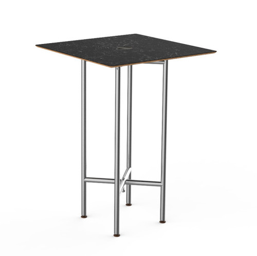 Mogogo - Clix 30" x 30" x 42" Black Marble / Brushed Stainless Steel Square Catering Table - MGCCZS01MSXX