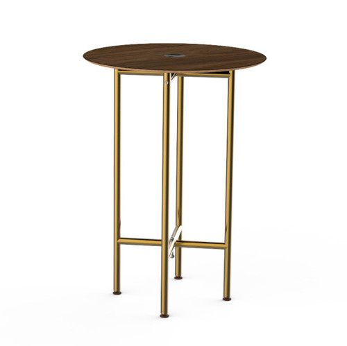 Mogogo - Clix 30" x 30" x 42" Mango Wood / Brushed Brass Round Catering Table - MGCCZR01WBXX