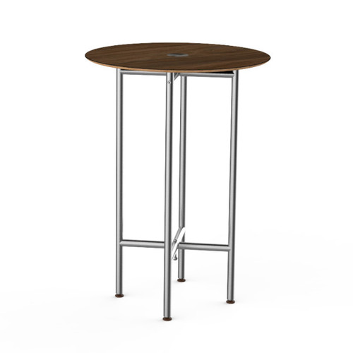 Mogogo - Clix 30" x 30" x 42" Wood Mango / Brushed Stainless Steel Round Catering Table - MGCCZR01WSXX