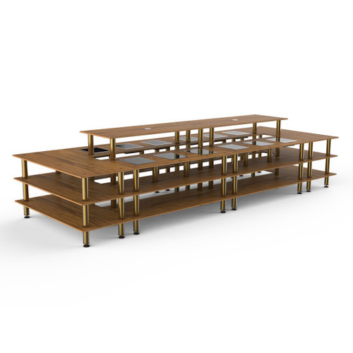 Mogogo - Modular 200.5" x 71" x 47" Bamboo / Brushed Brass Grand Market Induction Station - MGCMLD16BBXF