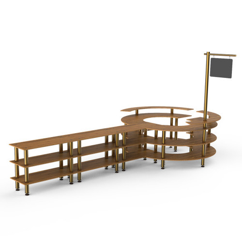 Mogogo - Modular 204.5" x 98" x 100" Bamboo / Brushed Brass DIY Station W/ Sign - MGCMSA02BBXF