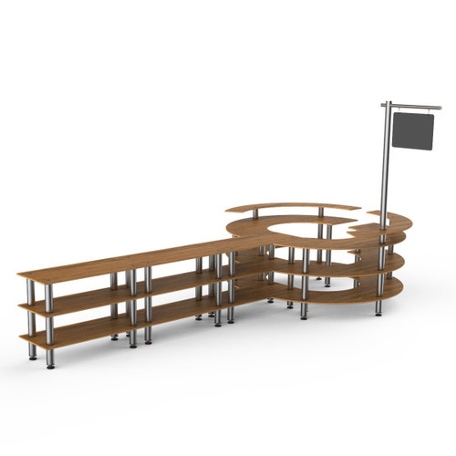 Mogogo - Modular 204.5" x 98" x 100" Bamboo / Brushed Stainless Steel DIY Station W/ Sign - MGCMSA02BSXF