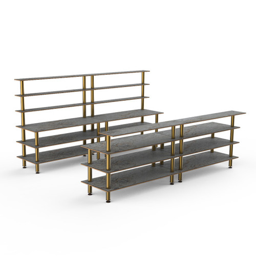 Mogogo - Modular 142" x 46" x 71" Grey Slate / Brushed Brass Double Bar Station - MGCMLC11GBXF