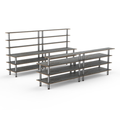 Mogogo - Modular 142" x 46" x 71" Grey Slate / Brushed Stainless Steel Double Bar Station - MGCMLC11GSXF