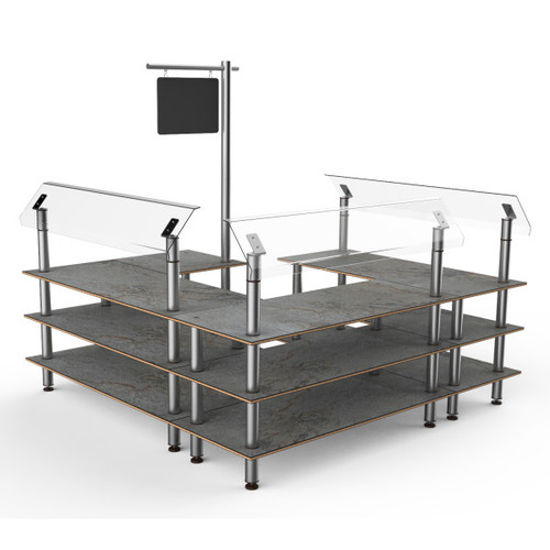 Mogogo - Modular 100.5" x 94.5" Grey Slate / Brushed Stainless Steel Self-Service Salad Station - MGCMLB06GSXF