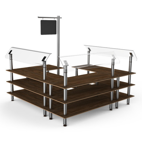 Mogogo - Modular 100.5" x 94.5" Mango Wood / Brushed Stainless Steel Self-Service Salad Station - MGCMLB06WSXF