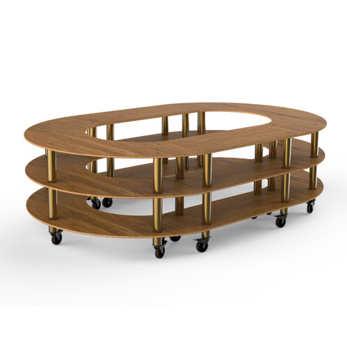Mogogo - Modular 129" x 81.5" x 35" Bamboo / Brushed Brass Closed Stadium Station W/ Casters - MGCMSB07BBXW