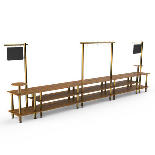 Mogogo - Modular 558.5" x 38" x 96" Bamboo / Brushed Brass Taco Bar Station - MGCMLB23BBXF