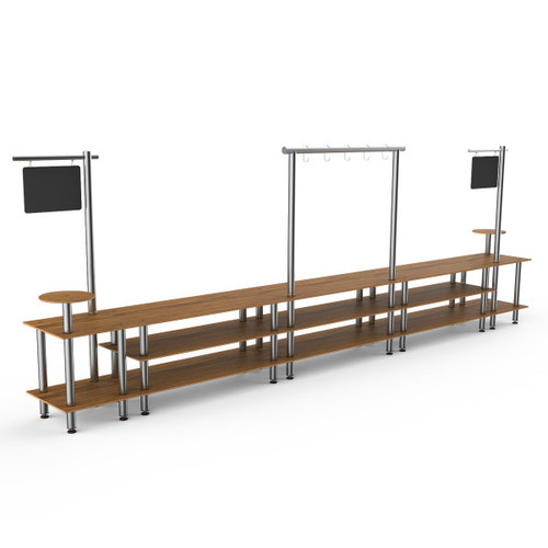 Mogogo - Modular 558.5" x 38" x 96" Bamboo / Brushed Stainless Steel Taco Bar Station - MGCMLB23BSXF