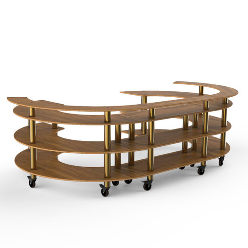 Mogogo - Modular 134.4" x 84" x 41" Bamboo / Brushed Brass Open C Serving Station W/ Casters - MGCMSA01BBXW