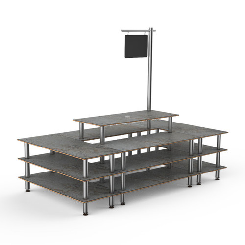 Mogogo - Modular 130" x 71" x 106" Grey Slate / Brushed Stainless Steel Market Square W/ Sign - MGCMLB07GSXF
