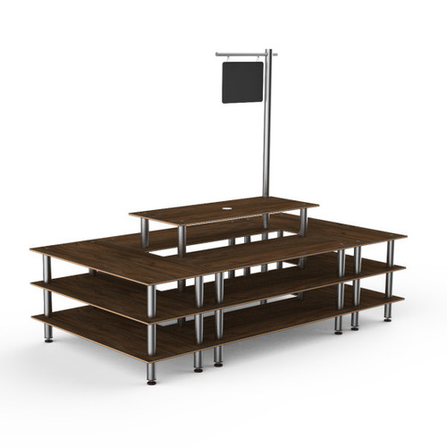 Mogogo - Modular 130" x 71" x 106" Mango Wood / Brushed Stainless Steel Market Square W/ Sign - MGCMLB07WSXF