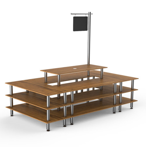 Mogogo - Modular 130" x 71" x 106" Bamboo / Brushed Stainless Steel Market Square W/ Sign - MGCMLB07BSXF
