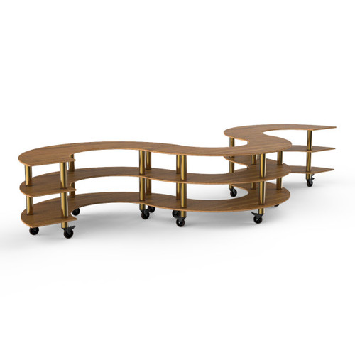Mogogo - Modular 202" x 77" x 35" Bamboo / Brushed Brass Large Snake Unit W/ Casters - MGCMSB04BBXW