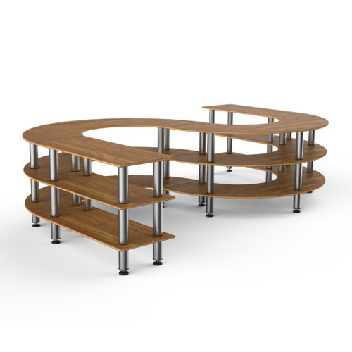 Mogogo - Modular 141" x 88" x 35" Bamboo / Brushed Stainless Steel Large S Buffet Station - MGCMSB05BSXF