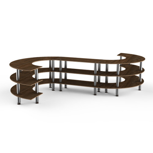 Mogogo - Modular 141" x 129" x 35" Mango Wood / Brushed Stainless Steel Medium S Buffet Station - MGCMSB02WSXF