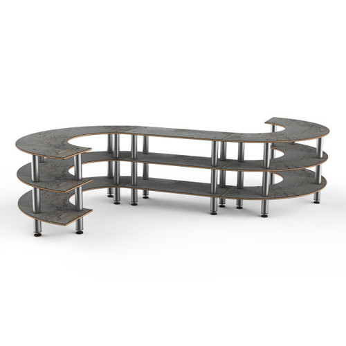 Mogogo - Modular 141" x 129" x 35" Grey Slate / Brushed Stainless Steel Medium S Buffet Station - MGCMSB02GSXF