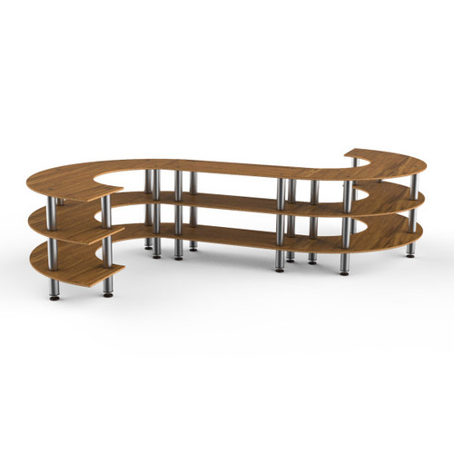 Mogogo - Modular 141" x 129" x 35" Bamboo / Brushed Stainless Steel Medium S Buffet Station - MGCMSB02BSXF