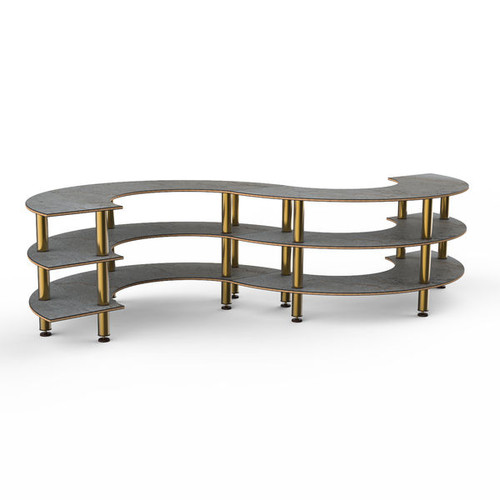 Mogogo - Modular 141" x 76" x 35" Grey Slate / Brushed Brass Small S Buffet Station - MGCMSB03GBXF