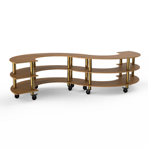 Mogogo - Modular 141" x 76" x 35" Bamboo / Brushed Brass Small S Buffet Station W/ Casters - MGCMSB03BBXW