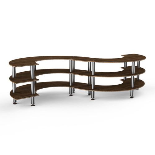 Mogogo - Modular 141" x 76" x 35" Mango Wood / Brushed Stainless Steel Small S Buffet Station - MGCMSB03WSXF