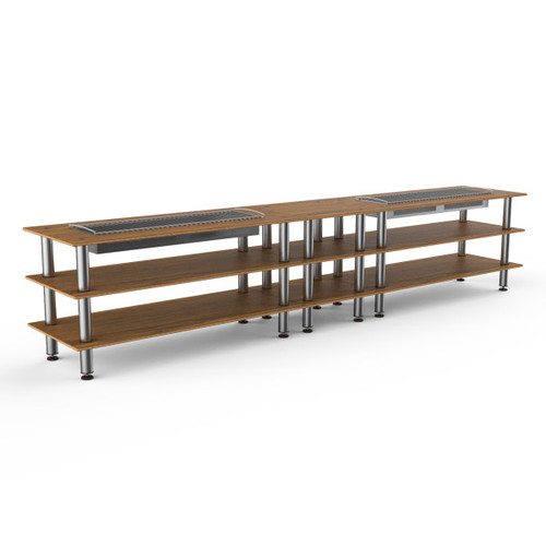 Mogogo - Modular 171" x 29.5" x 36.5" Bamboo / Brushed Stainless Steel Double Heat Buffet Table - MGCMLD04BSXF