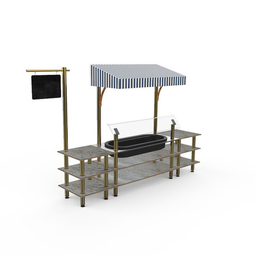 Mogogo - Modular 130" x 33.5" x 95.5" Grey Slate / Brushed Brass Classic Cooling Station W/ Canopy - MGCMLA01GBWF