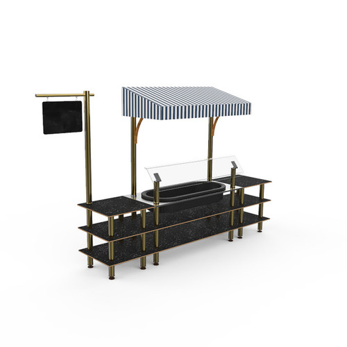 Mogogo - Modular 130" x 33.5" x 95.5" Black Marble / Brushed Brass Classic Cooling Station W/ Canopy - MGCMLA01MBWF