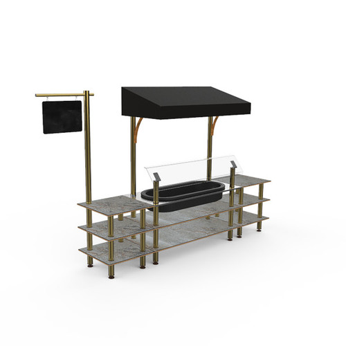 Mogogo - Modular 130" x 33.5" x 95.5" Grey Slate / Brushed Brass Classic Cooling Station W/ Canopy - MGCMLA01GBBF