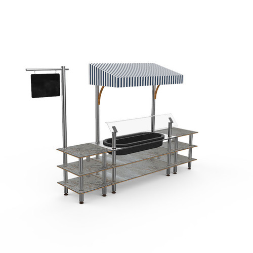 Mogogo - Modular 130" x 33.5" x 95.5" Grey Slate / Brushed Stainless Steel Classic Cooling Station W/ Canopy - MGCMLA01GSWF