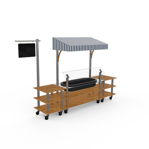 Mogogo - Modular 130" x 33.5" x 95.5" Bamboo / Brushed Stainless Steel Classic Cooling Station W/ Canopy & Casters - MGCMLA01BSWW