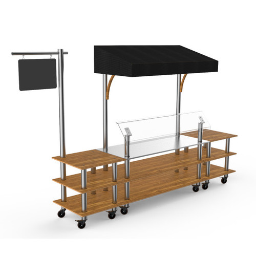 Mogogo - Modular 130" x 33" x 95" Bamboo / Brushed Stainless Steel Classic Canopy Station W/ Casters - MGCMLA04BSBW