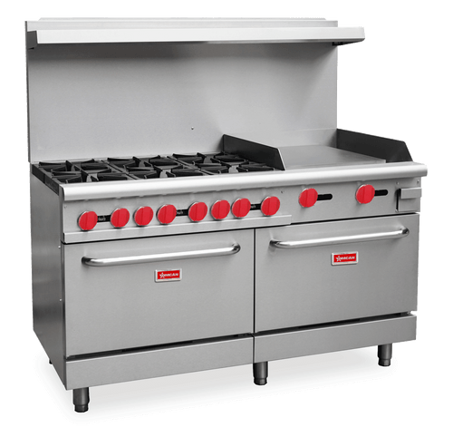 Omcan -  60" Liquid Propane Range w/ 6 Burners, Griddle & 2 Ovens - 46128