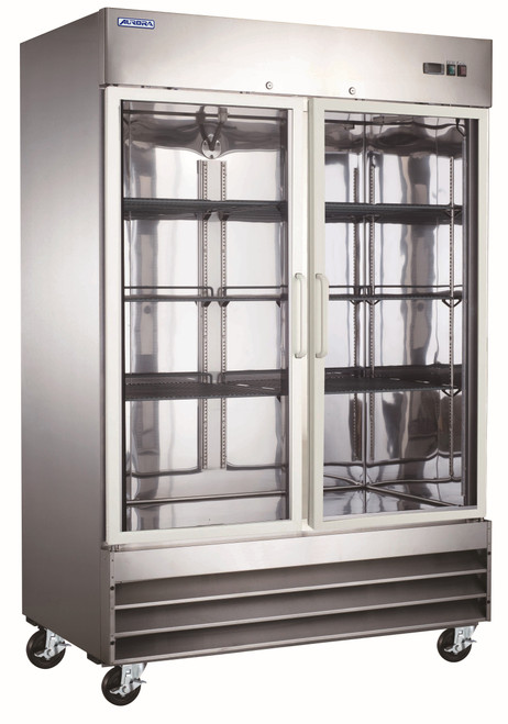 Omcan - 54" Aurora Reach-In Stainless Steel Refrigerator w/ 2 Glass Doors - 59126