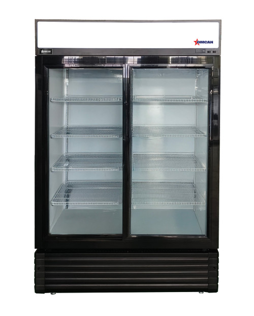 Omcan - 47" Black Refrigerator w/ 2 Sliding Glass Doors - 48664