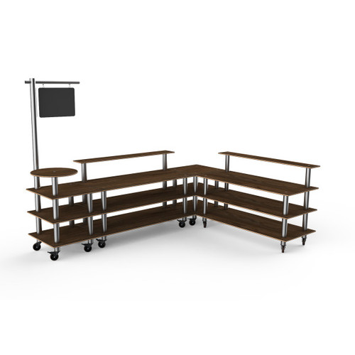 Mogogo - Modular 130" x 100" x 95.5" Mango Wood / Brushed Brass Breakfast Corner Station W/ Casters - MGCMLB14WSXW