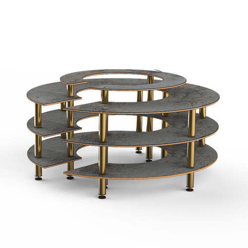 Mogogo - Modular 81.5" x 41" Grey Slate / Brushed Brass Round Market - MGCMSB01GBXF