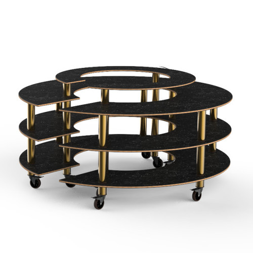 Mogogo - Modular 81.5" x 41" Black Marble / Brushed Brass Round Market W/ Casters - MGCMSB01MBXW