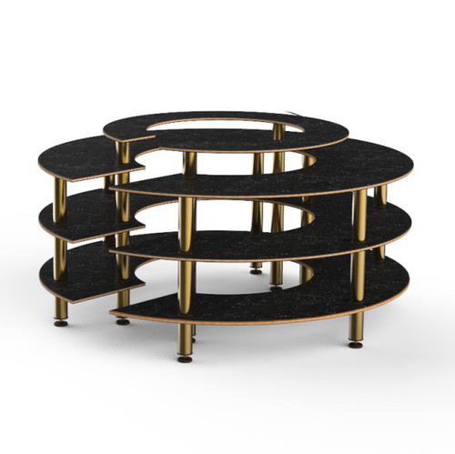 Mogogo - Modular 81.5" x 41" Black Marble / Brushed Brass Round Market - MGCMSB01MBXF