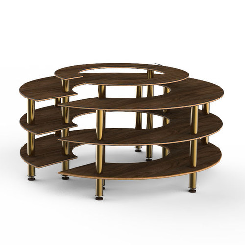 Mogogo - Modular 81.5" x 41" Mango Wood / Brushed Brass Round Market - MGCMSB01WBXF