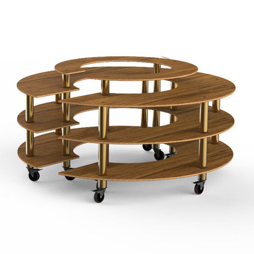 Mogogo - Modular 81.5" x 41" Bamboo / Brushed Brass Round Market W/ Casters - MGCMSB01BBXW